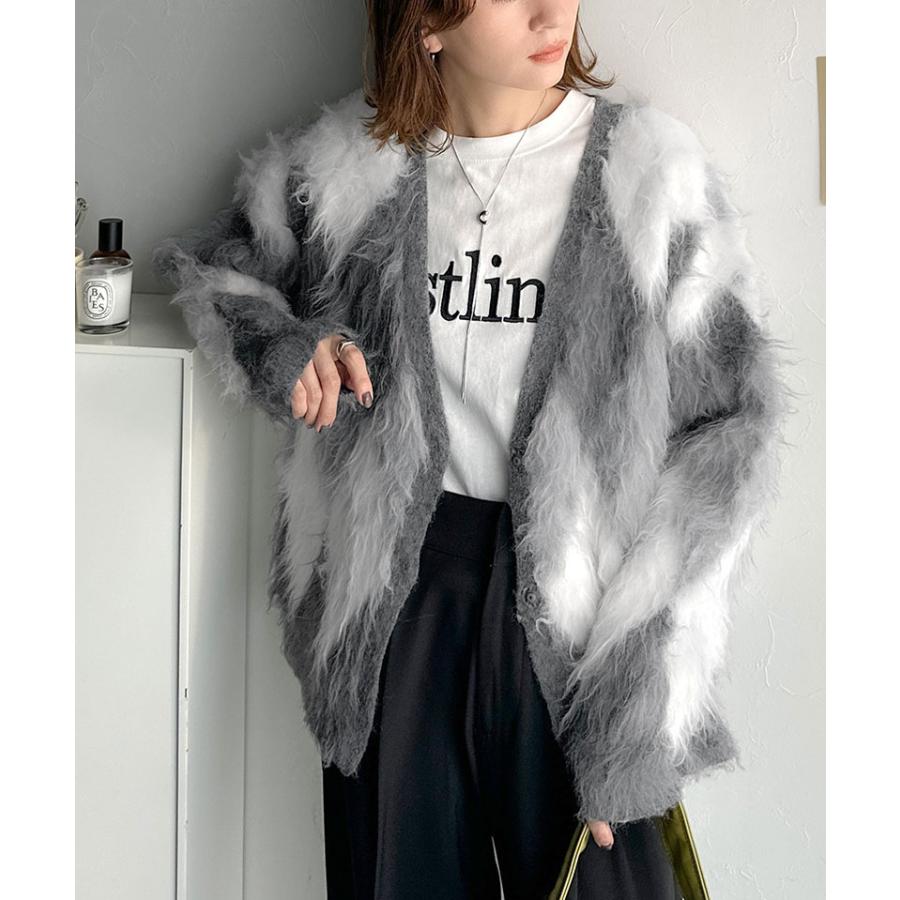 【 クラシカルエルフ classical elf 】カーディガン レディース 秋冬 大きいサイズ トップス アーガイル ニット 長起毛 羽織り オーバーシルエット | classicalelf | 08