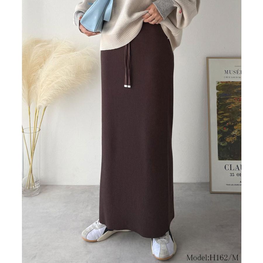【 クラシカルエルフ classical elf 】 ボトムス スカート レディース 縦 ライン ほっそり見え 美シルエット リブスカート ロング丈 ウエスト ドロスト | classicalelf | 10