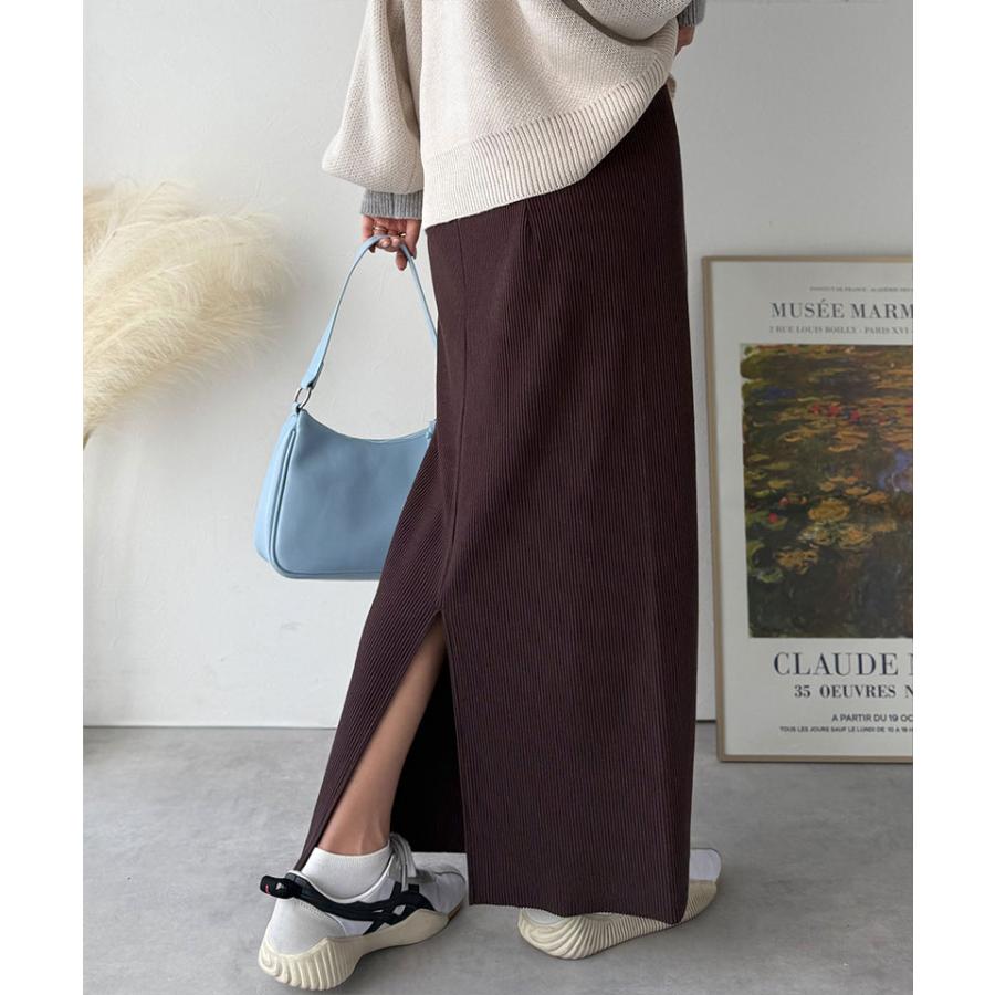 【 クラシカルエルフ classical elf 】 ボトムス スカート レディース 縦 ライン ほっそり見え 美シルエット リブスカート ロング丈 ウエスト ドロスト | classicalelf | 11