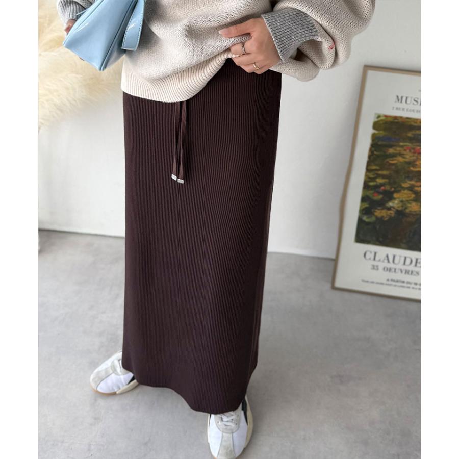 【 クラシカルエルフ classical elf 】 ボトムス スカート レディース 縦 ライン ほっそり見え 美シルエット リブスカート ロング丈 ウエスト ドロスト | classicalelf | 12