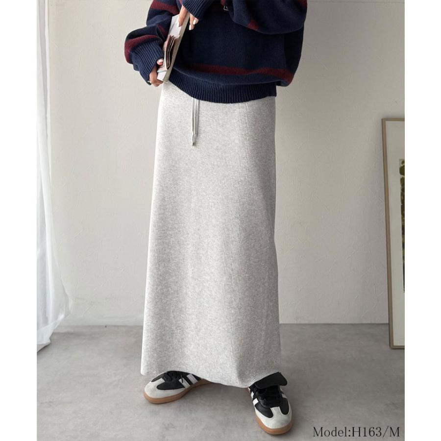 【 クラシカルエルフ classical elf 】 ボトムス スカート レディース 縦 ライン ほっそり見え 美シルエット リブスカート ロング丈 ウエスト ドロスト | classicalelf | 13
