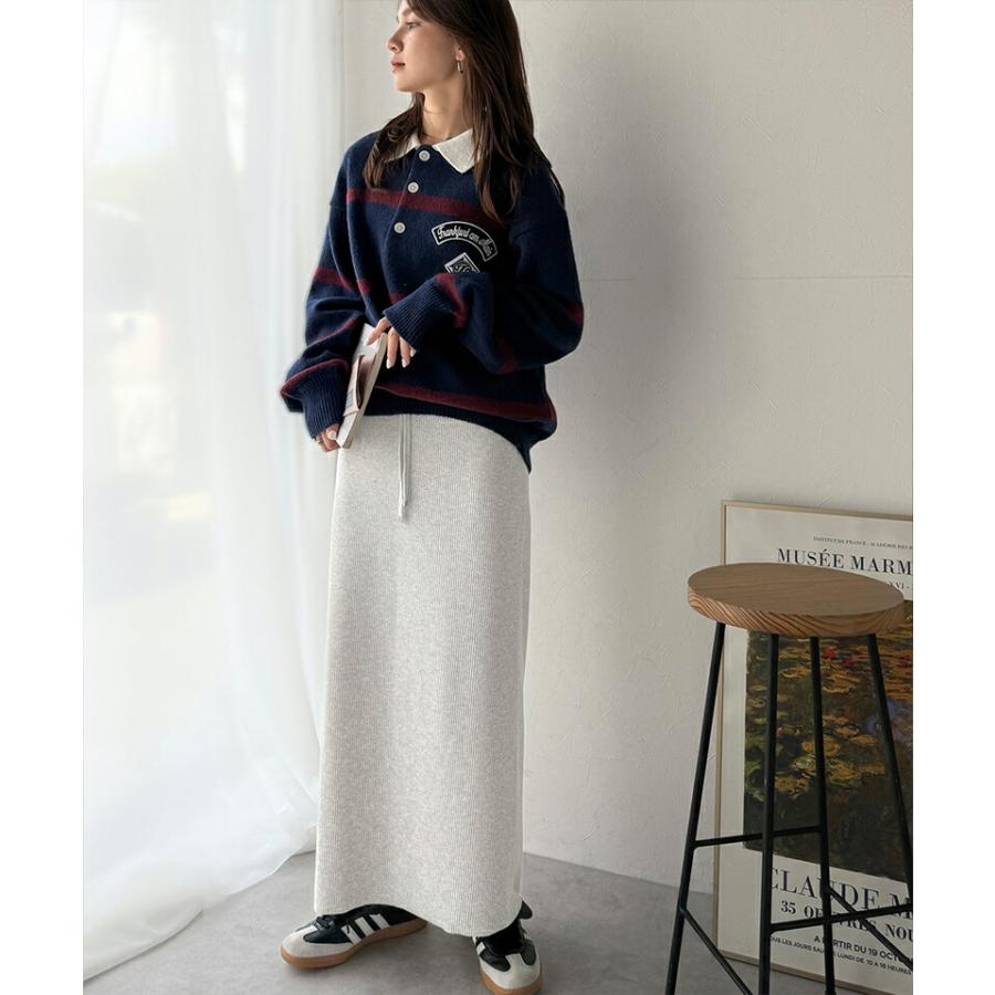 【 クラシカルエルフ classical elf 】 ボトムス スカート レディース 縦 ライン ほっそり見え 美シルエット リブスカート ロング丈 ウエスト ドロスト | classicalelf | 14