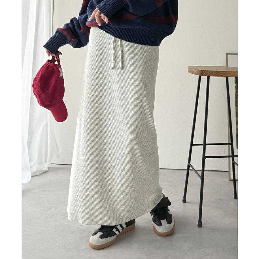 【 クラシカルエルフ classical elf 】 ボトムス スカート レディース 縦 ライン ほっそり見え 美シルエット リブスカート ロング丈 ウエスト ドロスト | classicalelf | 15
