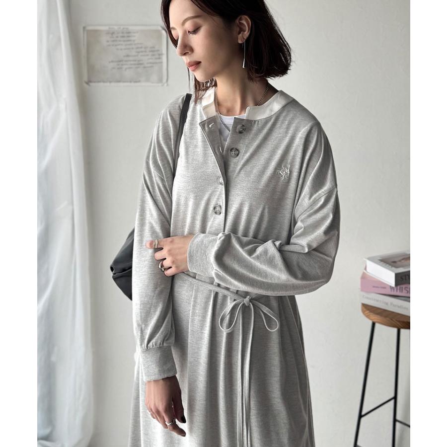 【 クラシカルエルフ classical elf 】 ワンピース レディース 胸刺繍 ヘンリーネック ロングワンピース 長袖 シンプル 上品 ゆったりシルエット | classicalelf | 11