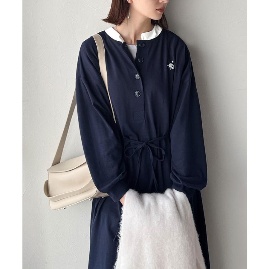 【 クラシカルエルフ classical elf 】 ワンピース レディース 胸刺繍 ヘンリーネック ロングワンピース 長袖 シンプル 上品 ゆったりシルエット | classicalelf | 14