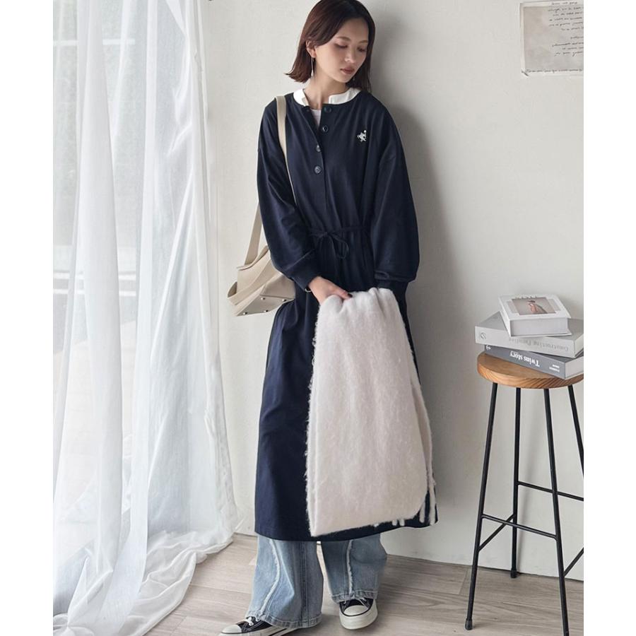 【 クラシカルエルフ classical elf 】 ワンピース レディース 胸刺繍 ヘンリーネック ロングワンピース 長袖 シンプル 上品 ゆったりシルエット | classicalelf | 15