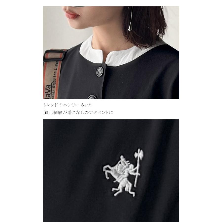 【 クラシカルエルフ classical elf 】 ワンピース レディース 胸刺繍 ヘンリーネック ロングワンピース 長袖 シンプル 上品 ゆったりシルエット | classicalelf | 16