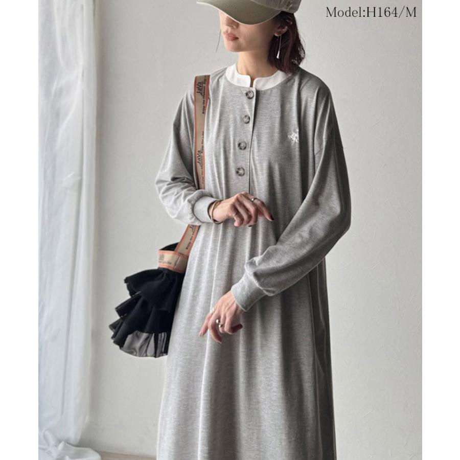 【 クラシカルエルフ classical elf 】 ワンピース レディース 胸刺繍 ヘンリーネック ロングワンピース 長袖 シンプル 上品 ゆったりシルエット | classicalelf | 07