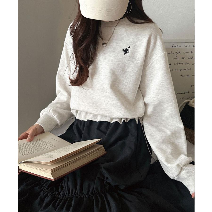 【 クラシカルエルフ classical elf 】ワンピース 秋冬 きれいめ レディース 胸 刺繍 ドロスト 裏起毛 スウェット ギャザースカート ドッキング | classicalelf | 15