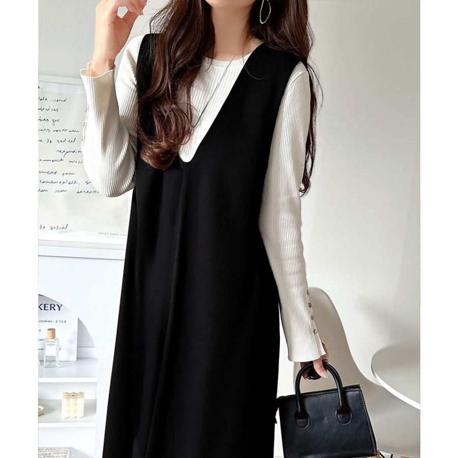 【 クラシカルエルフ classical elf 】ワンピース 秋冬 きれいめ レディース 着こなし 自由自在 深U ネック Vネック 前後 2way ワンピ | classicalelf | 03