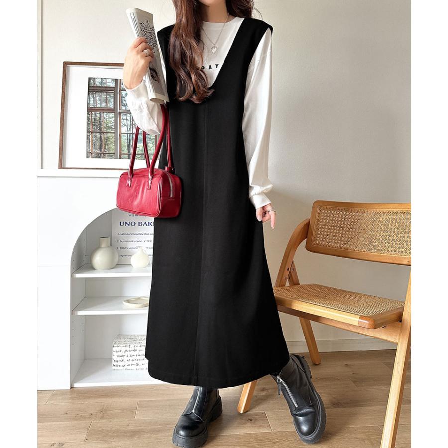 【 クラシカルエルフ classical elf 】ワンピース 秋冬 きれいめ レディース 着こなし 自由自在 深U ネック Vネック 前後 2way ワンピ | classicalelf | 04