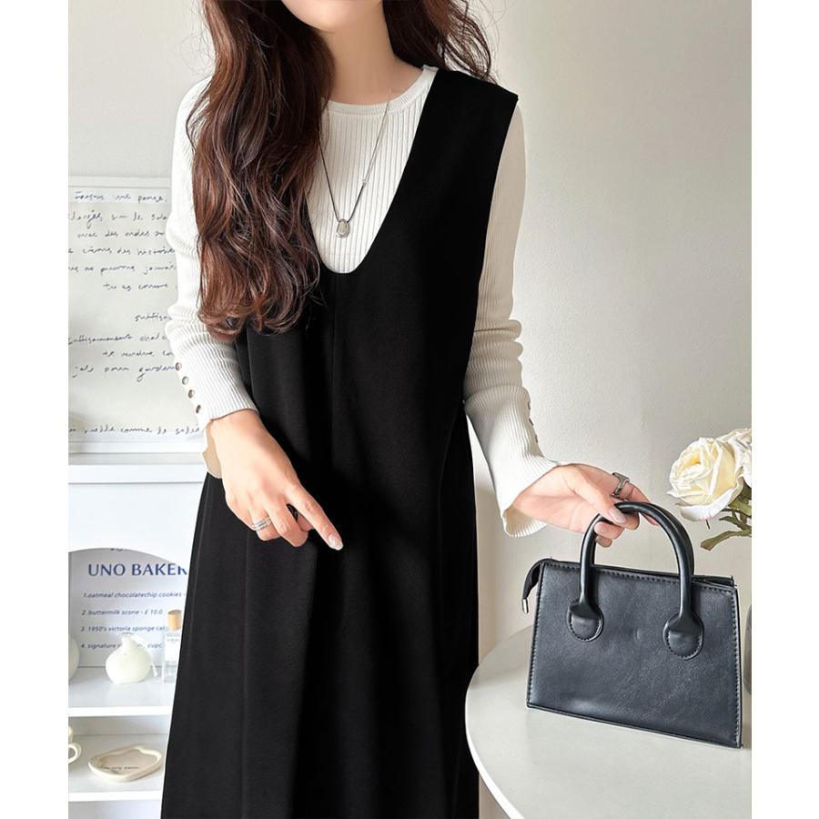 【 クラシカルエルフ classical elf 】ワンピース 秋冬 きれいめ レディース 着こなし 自由自在 深U ネック Vネック 前後 2way ワンピ | classicalelf | 05