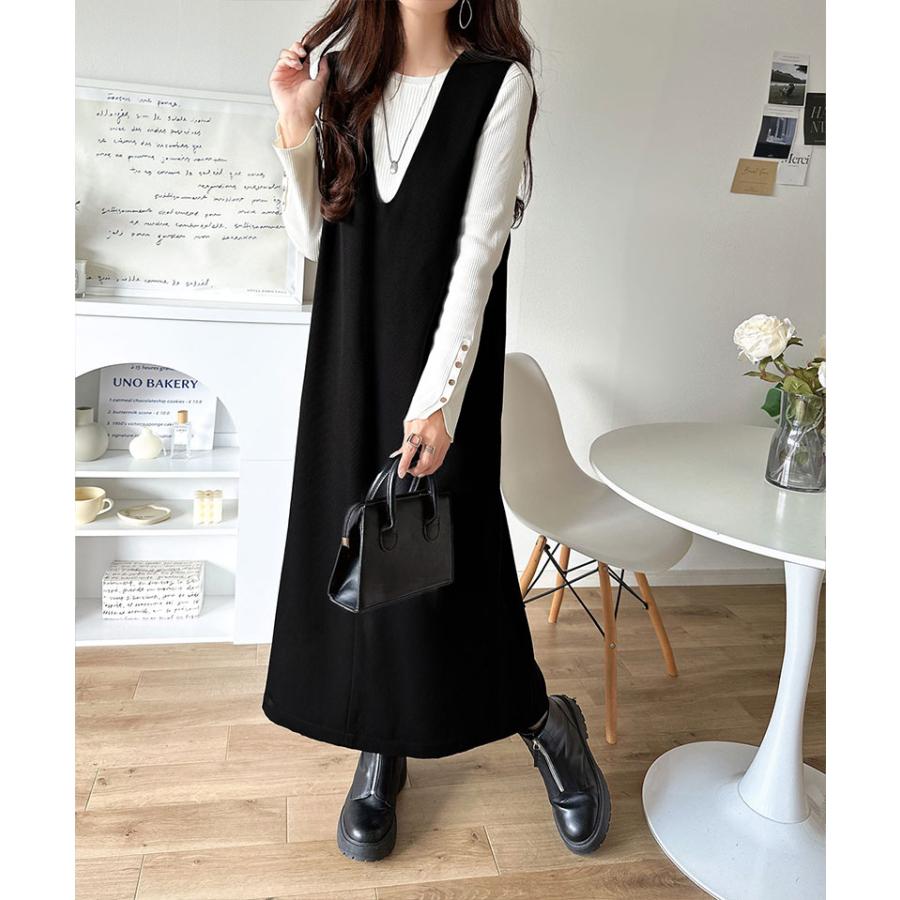 【 クラシカルエルフ classical elf 】ワンピース 秋冬 きれいめ レディース 着こなし 自由自在 深U ネック Vネック 前後 2way ワンピ | classicalelf | 06