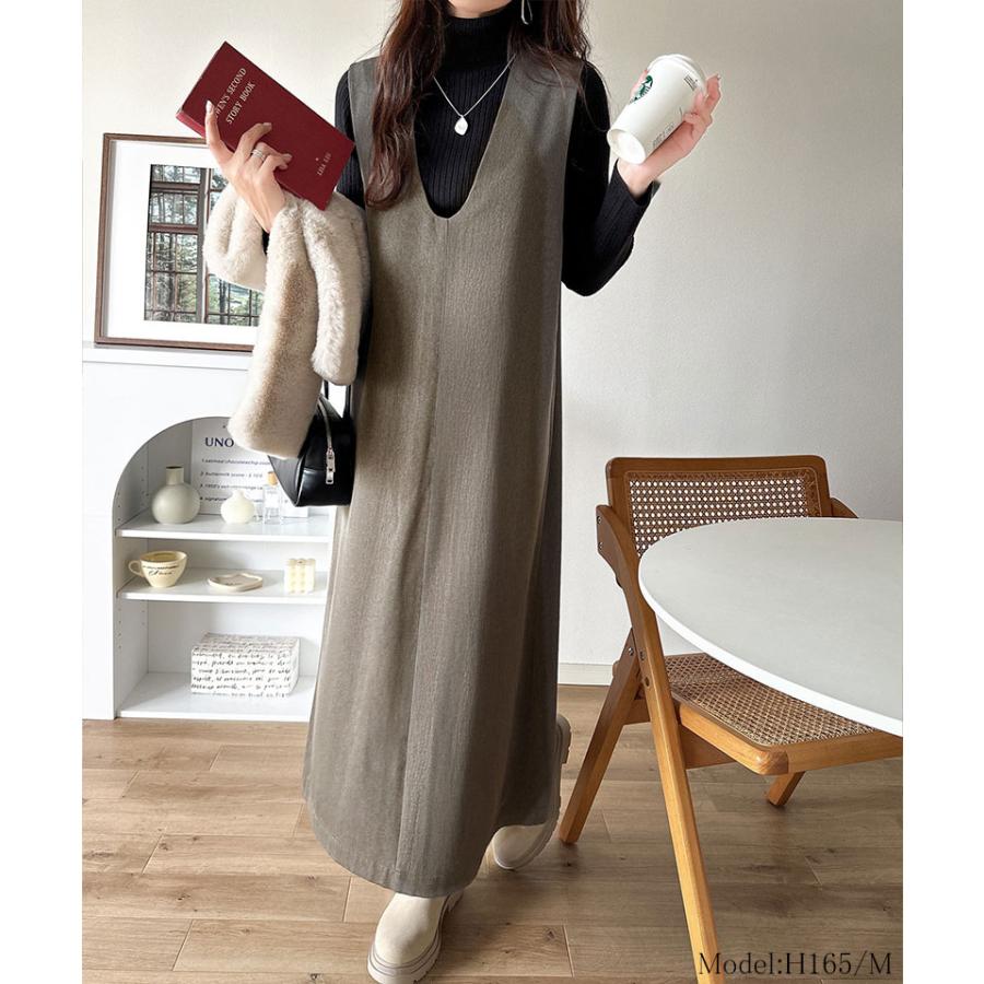 【 クラシカルエルフ classical elf 】ワンピース 秋冬 きれいめ レディース 着こなし 自由自在 深U ネック Vネック 前後 2way ワンピ | classicalelf | 09
