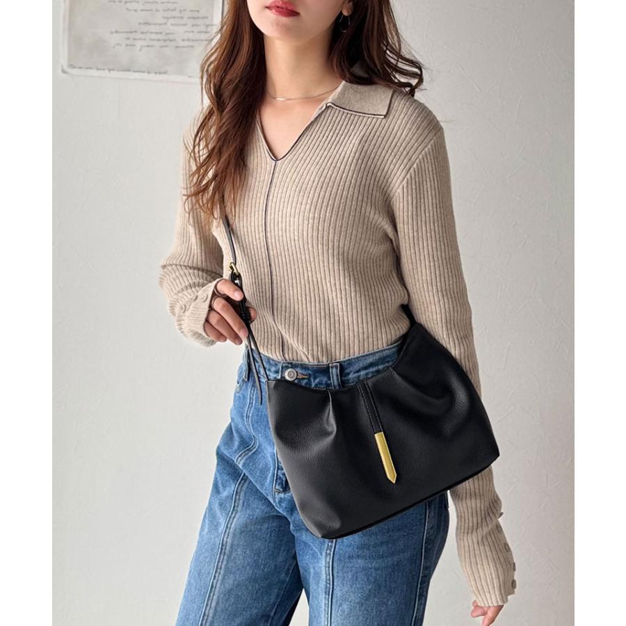 【 クラシカルエルフ classical elf 】 ショルダーバッグ レディース 斜めがけ 軽量 バッグ ソフトシュリンク シンプル キレイめ 上品見え ギャザー入り | classicalelf | 08