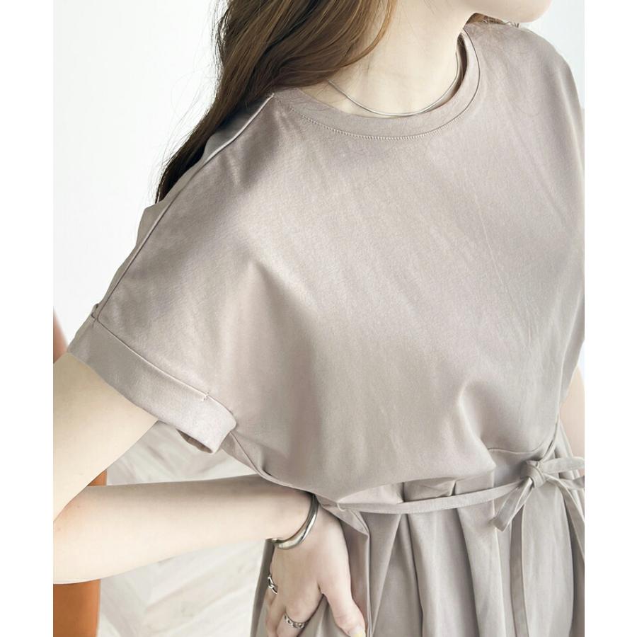 【sustaina+】オーガニックコットン100%。胸元ラメ糸ワンポイント刺繍 無地＆ボーダー柄Tシャツ（半袖） ce1260397
