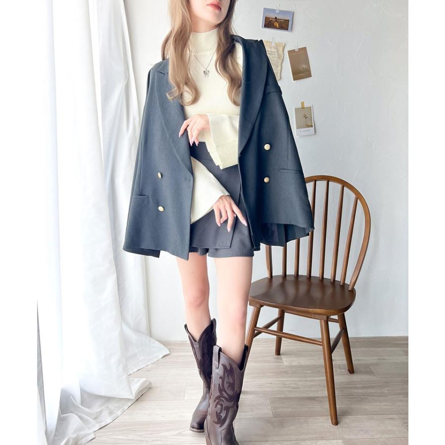 トップス ニット レディース リブニット フレアスリーブ ハイネック 長袖 プルオーバーニット ボトルネック 短丈 レイヤードコーデ 着回し | classicalelf | 03