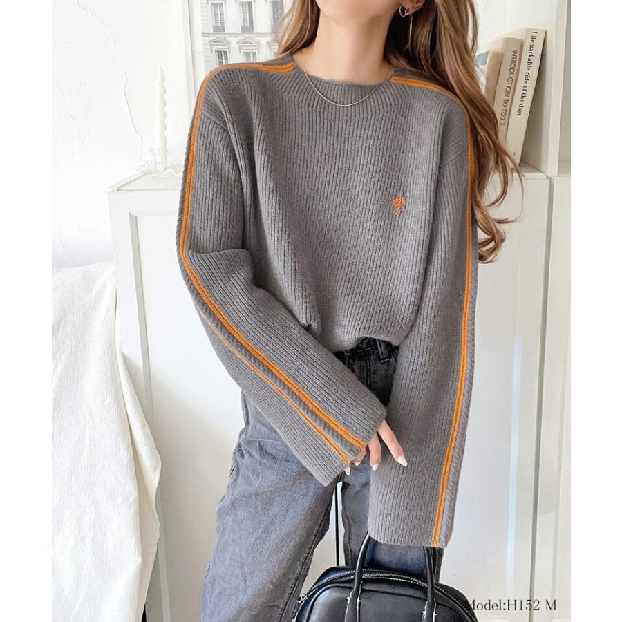 classicalelf トップス ニット レディース ワンポイント 胸 刺繍 袖