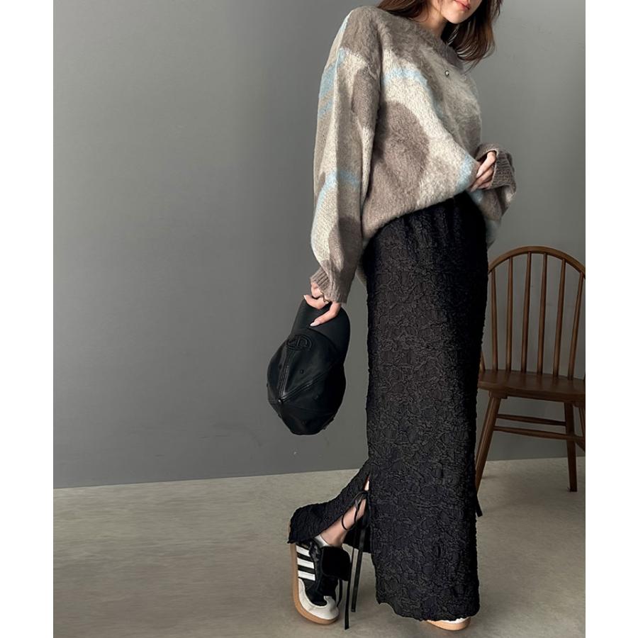 ボトムス スカート レディース ジャガード 素材 サイド スリット バレエコア リボン SK ロング 丈 ナローシルエット スタイルアップ ウエスト | classicalelf | 10