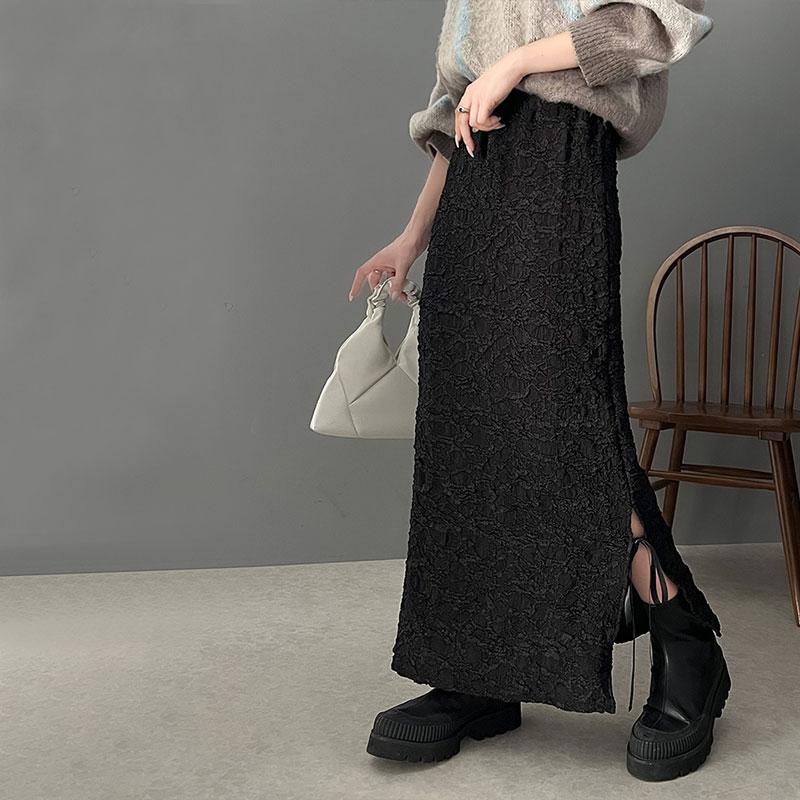 ボトムス スカート レディース ジャガード 素材 サイド スリット バレエコア リボン SK ロング 丈 ナローシルエット スタイルアップ ウエスト | classicalelf | 14