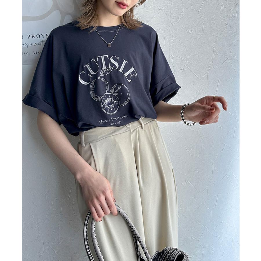 【 クラシカルエルフ classical elf 】 tシャツ レディース 半袖 トップス カットソー フルーツグラフィック 裾ドロスト 前後2way タイト ゆったり | classicalelf | 10