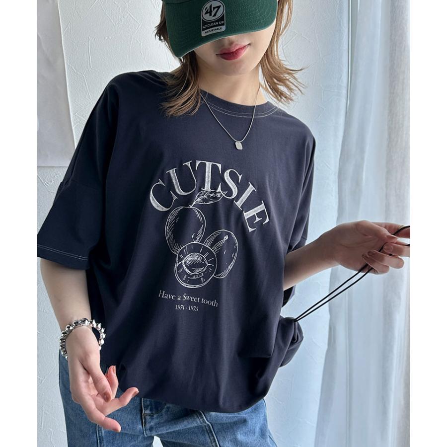 【 クラシカルエルフ classical elf 】 tシャツ レディース 半袖 トップス カットソー フルーツグラフィック 裾ドロスト 前後2way タイト ゆったり | classicalelf | 09