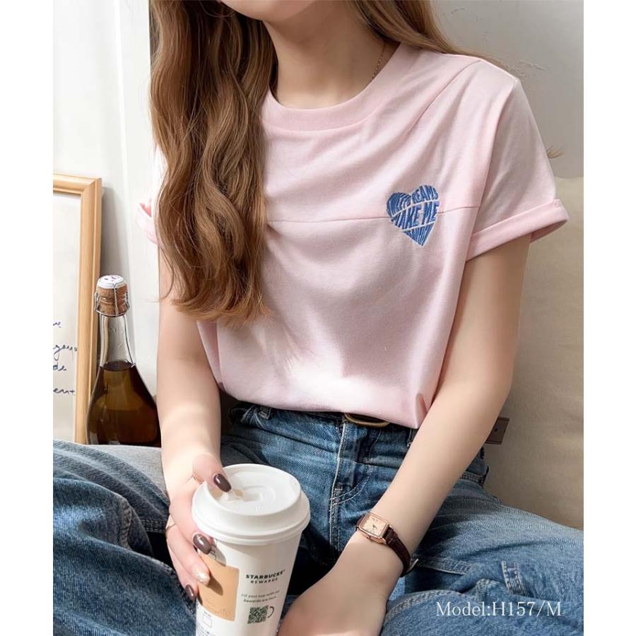 【 クラシカルエルフ classical elf 】 tシャツ レディース 半袖 タックデザイン ハート 刺繍 天竺素材 フレンチ スリーブ 半袖 カットソー 着回し | classicalelf | 10