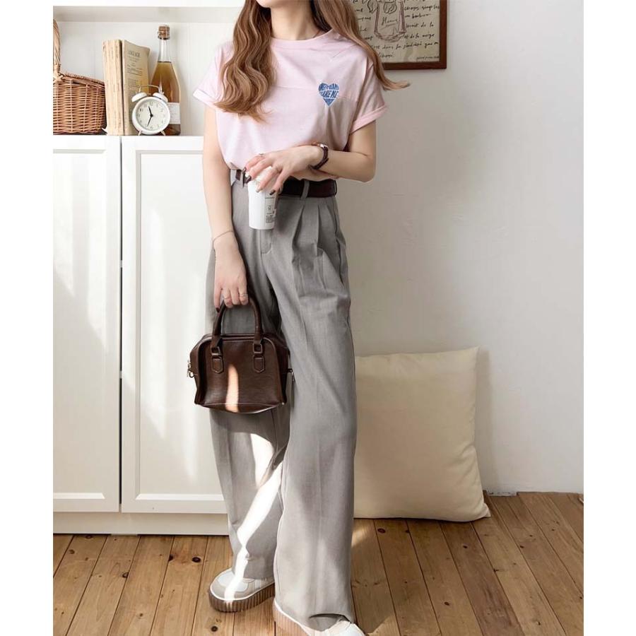 【 クラシカルエルフ classical elf 】 tシャツ レディース 半袖 タックデザイン ハート 刺繍 天竺素材 フレンチ スリーブ 半袖 カットソー 着回し | classicalelf | 11