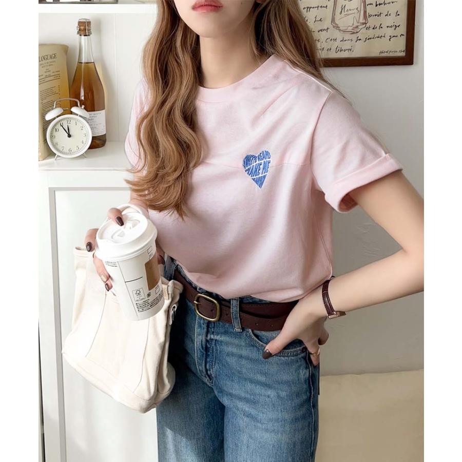 【 クラシカルエルフ classical elf 】 tシャツ レディース 半袖 タックデザイン ハート 刺繍 天竺素材 フレンチ スリーブ 半袖 カットソー 着回し | classicalelf | 12