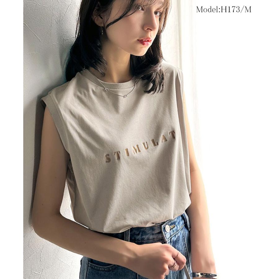 【 クラシカルエルフ classical elf 】 tシャツ レディース 半袖 トップス カットソー 夏 上品 ノースリーブ シンプル 洗練 大人 レターロゴプリント | classicalelf | 10