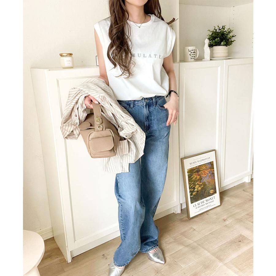 【 クラシカルエルフ classical elf 】 tシャツ レディース 半袖 トップス カットソー 夏 上品 ノースリーブ シンプル 洗練 大人 レターロゴプリント | classicalelf | 03