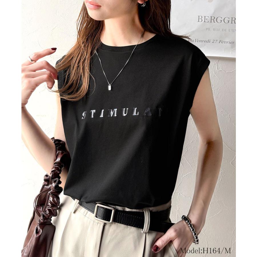 【 クラシカルエルフ classical elf 】 tシャツ レディース 半袖 トップス カットソー 夏 上品 ノースリーブ シンプル 洗練 大人 レターロゴプリント | classicalelf | 05