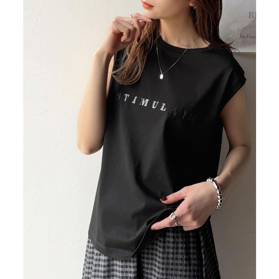 【 クラシカルエルフ classical elf 】 tシャツ レディース 半袖 トップス カットソー 夏 上品 ノースリーブ シンプル 洗練 大人 レターロゴプリント | classicalelf | 07