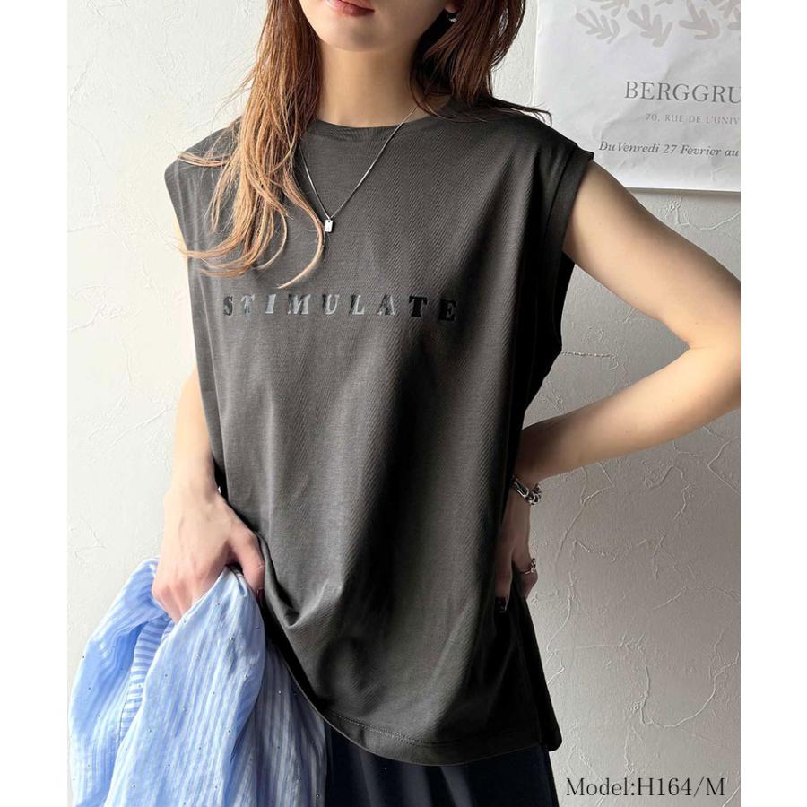 【 クラシカルエルフ classical elf 】 tシャツ レディース 半袖 トップス カットソー 夏 上品 ノースリーブ シンプル 洗練 大人 レターロゴプリント | classicalelf | 08