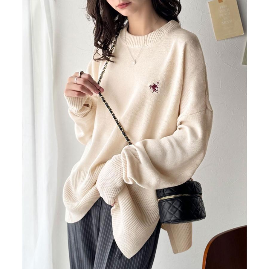 【 クラシカルエルフ classical elf 】ニット レディース 長袖 トップス さらり 抜け感 胸 刺繍 サムホール 付き シンプルニット スキッパー 長袖 | classicalelf | 10