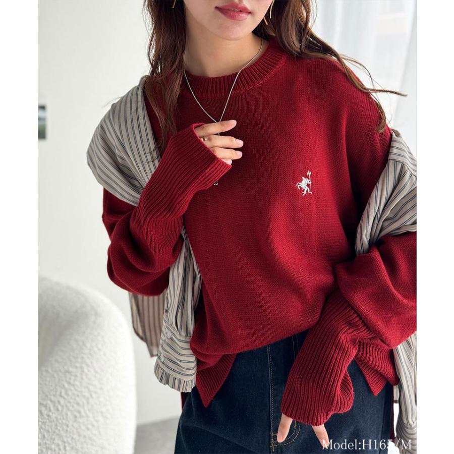 【 クラシカルエルフ classical elf 】ニット レディース 長袖 トップス さらり 抜け感 胸 刺繍 サムホール 付き シンプルニット スキッパー 長袖 | classicalelf | 14