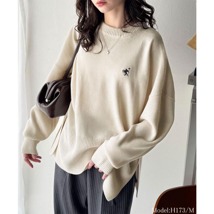 【 クラシカルエルフ classical elf 】ニット レディース 長袖 トップス さらり 抜け感 胸 刺繍 サムホール 付き シンプルニット スキッパー 長袖 | classicalelf | 02