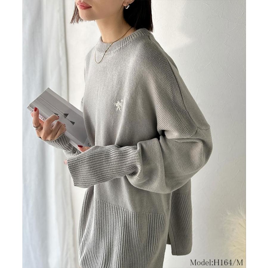 【 クラシカルエルフ classical elf 】ニット レディース 長袖 トップス さらり 抜け感 胸 刺繍 サムホール 付き シンプルニット スキッパー 長袖 | classicalelf | 05