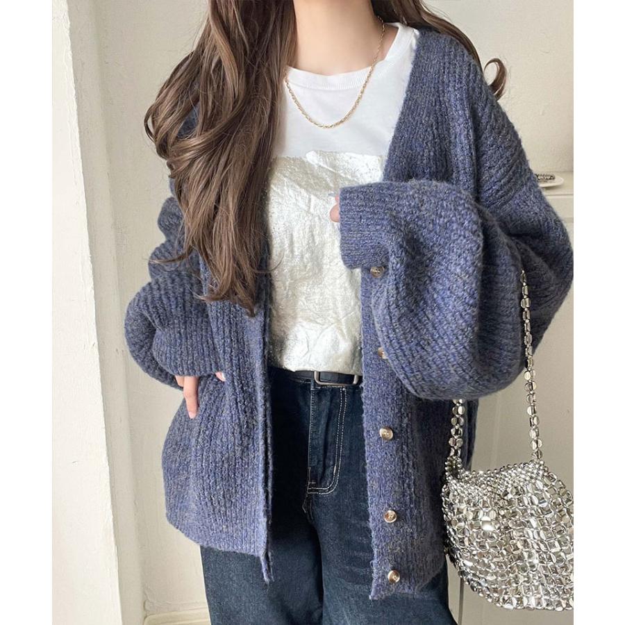 【 クラシカルエルフ classical elf 】カーディガン レディース 秋冬 トップス 比翼 V ネック メランジ 糸 ふんわり ミックス ニットカーデ 長袖 | classicalelf | 11