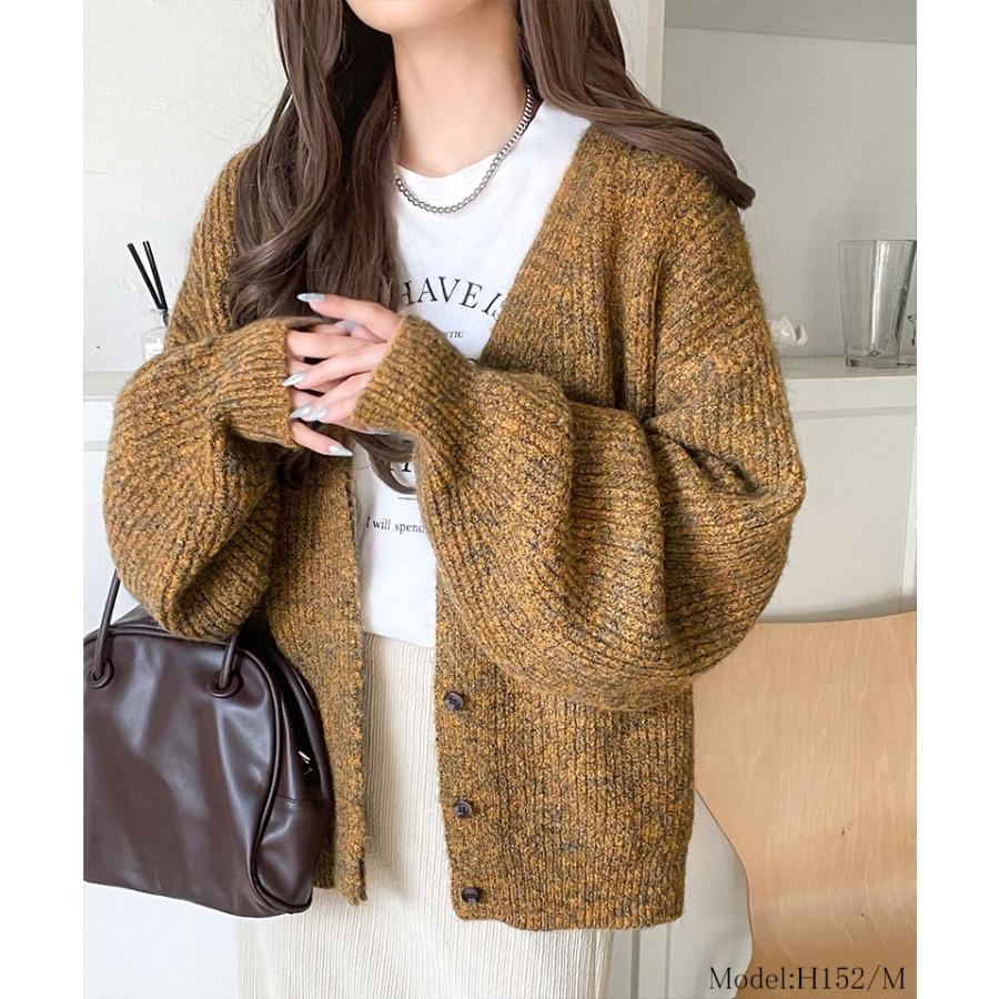 【 クラシカルエルフ classical elf 】カーディガン レディース 秋冬 トップス 比翼 V ネック メランジ 糸 ふんわり ミックス ニットカーデ 長袖 | classicalelf | 13