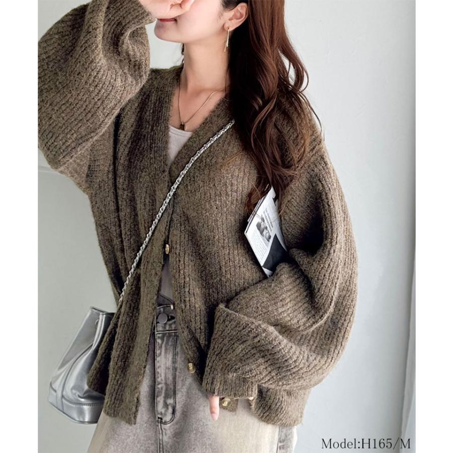 【 クラシカルエルフ classical elf 】カーディガン レディース 秋冬 トップス 比翼 V ネック メランジ 糸 ふんわり ミックス ニットカーデ 長袖 | classicalelf | 02