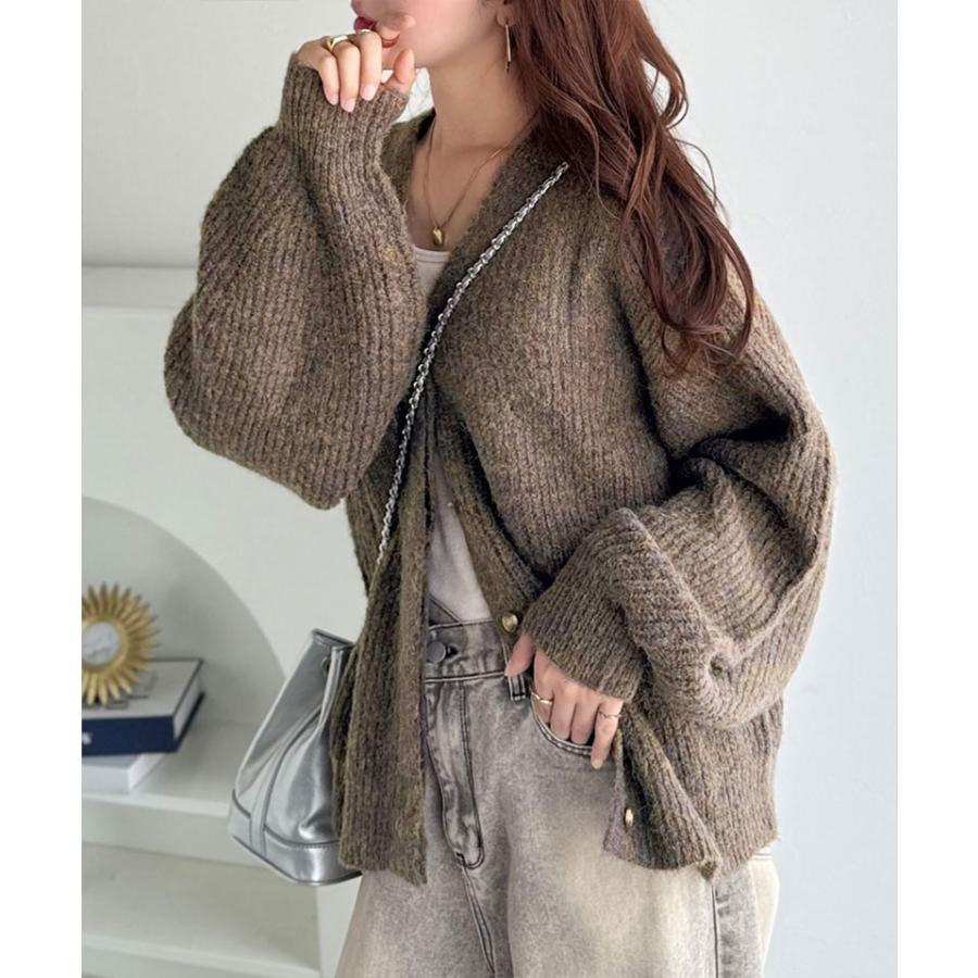 【 クラシカルエルフ classical elf 】カーディガン レディース 秋冬 トップス 比翼 V ネック メランジ 糸 ふんわり ミックス ニットカーデ 長袖 | classicalelf | 03