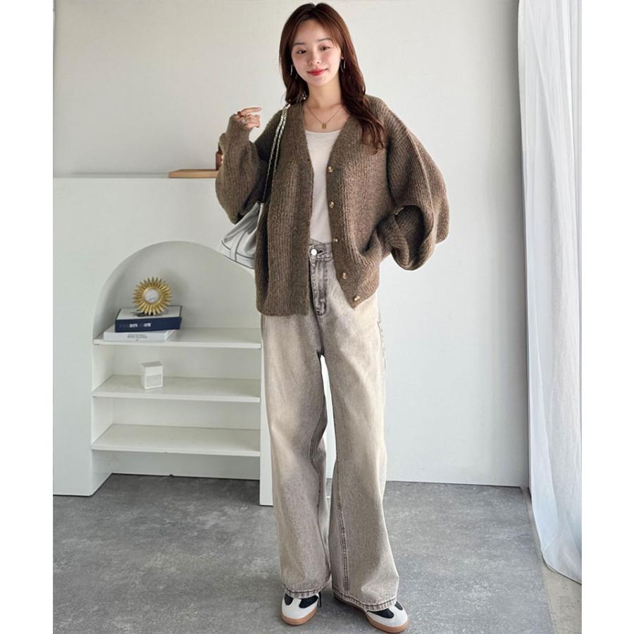 【 クラシカルエルフ classical elf 】カーディガン レディース 秋冬 トップス 比翼 V ネック メランジ 糸 ふんわり ミックス ニットカーデ 長袖 | classicalelf | 04