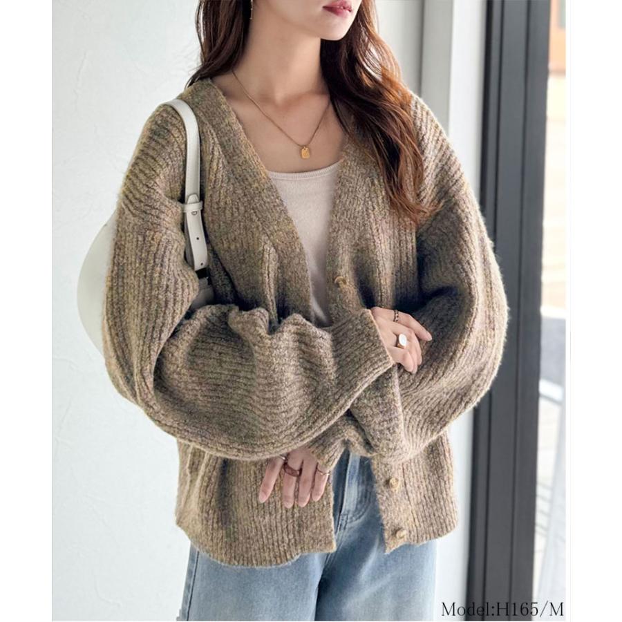 【 クラシカルエルフ classical elf 】カーディガン レディース 秋冬 トップス 比翼 V ネック メランジ 糸 ふんわり ミックス ニットカーデ 長袖 | classicalelf | 06