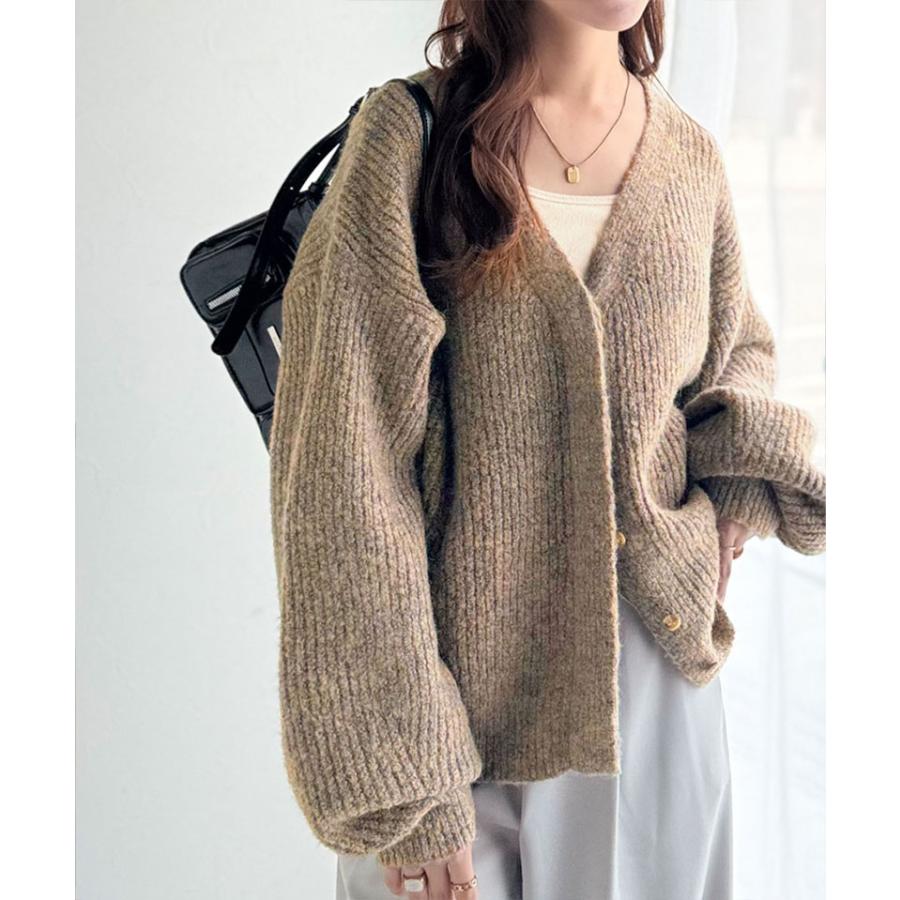 【 クラシカルエルフ classical elf 】カーディガン レディース 秋冬 トップス 比翼 V ネック メランジ 糸 ふんわり ミックス ニットカーデ 長袖 | classicalelf | 08