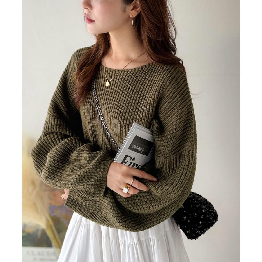 【 クラシカルエルフ classical elf 】ニット レディース 長袖 トップス 立体スリーブ コクーンスリーブ シンプル プルオーバー クロップド丈 ゆるっと | classicalelf | 11