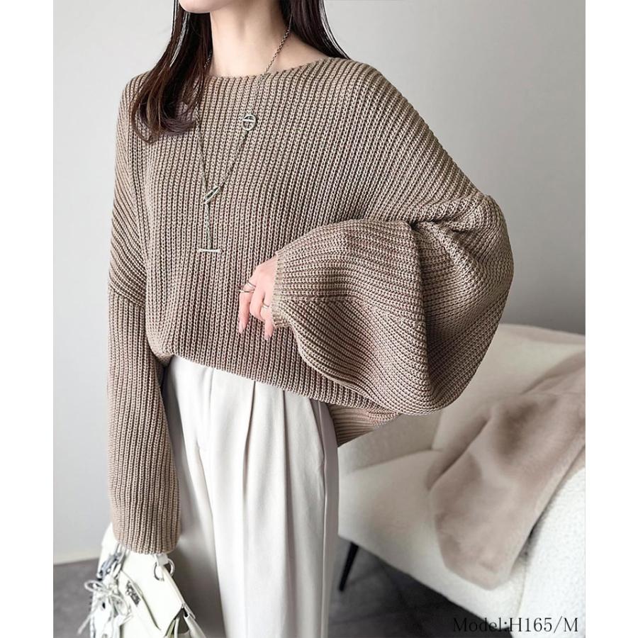 【 クラシカルエルフ classical elf 】ニット レディース 長袖 トップス 立体スリーブ コクーンスリーブ シンプル プルオーバー クロップド丈 ゆるっと | classicalelf | 12