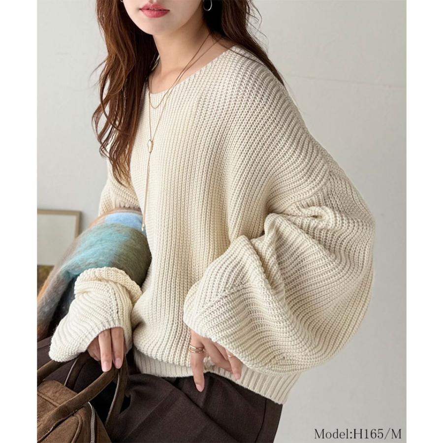 【 クラシカルエルフ classical elf 】ニット レディース 長袖 トップス 立体スリーブ コクーンスリーブ シンプル プルオーバー クロップド丈 ゆるっと | classicalelf | 02