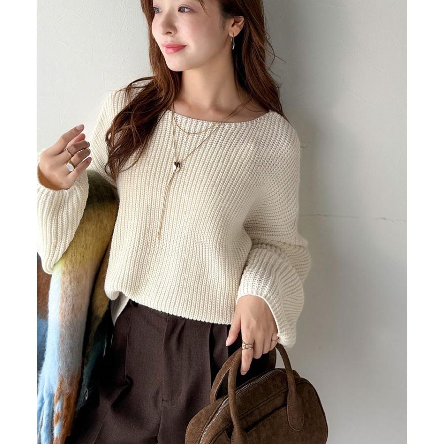 【 クラシカルエルフ classical elf 】ニット レディース 長袖 トップス 立体スリーブ コクーンスリーブ シンプル プルオーバー クロップド丈 ゆるっと | classicalelf | 03