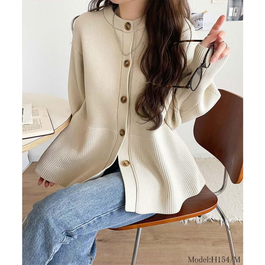 【 クラシカルエルフ classical elf 】カーディガン レディース 秋冬 トップス 2way 仕様 ペプラム ニットカーデ 大きめ ボタン レイヤードコーデ | classicalelf | 02